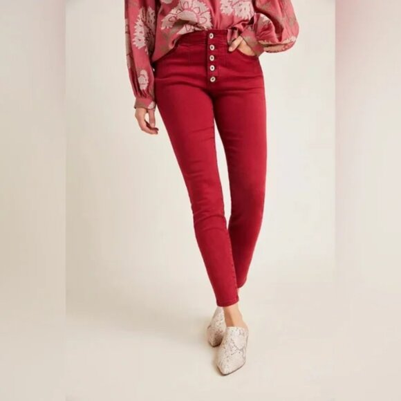 Anthropologie Pilcro and the Letterpress High Rise Skinny Jeans Red 27 - Picture 1 of 11